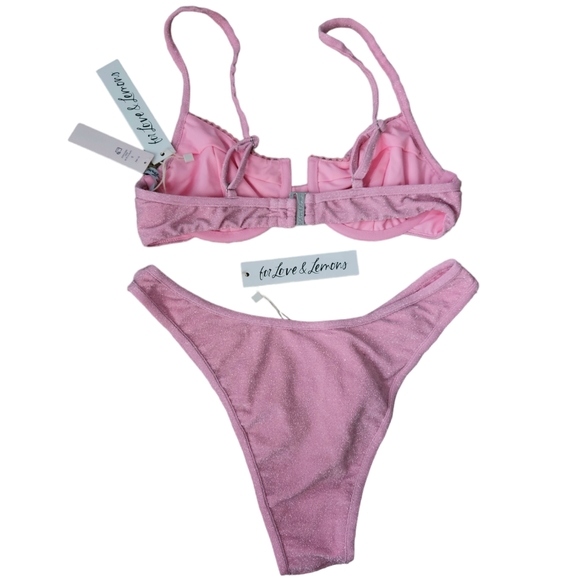 2pc For Love And Lemons Tiana Shine Bikini Top & Bottom - Picture 6 of 6